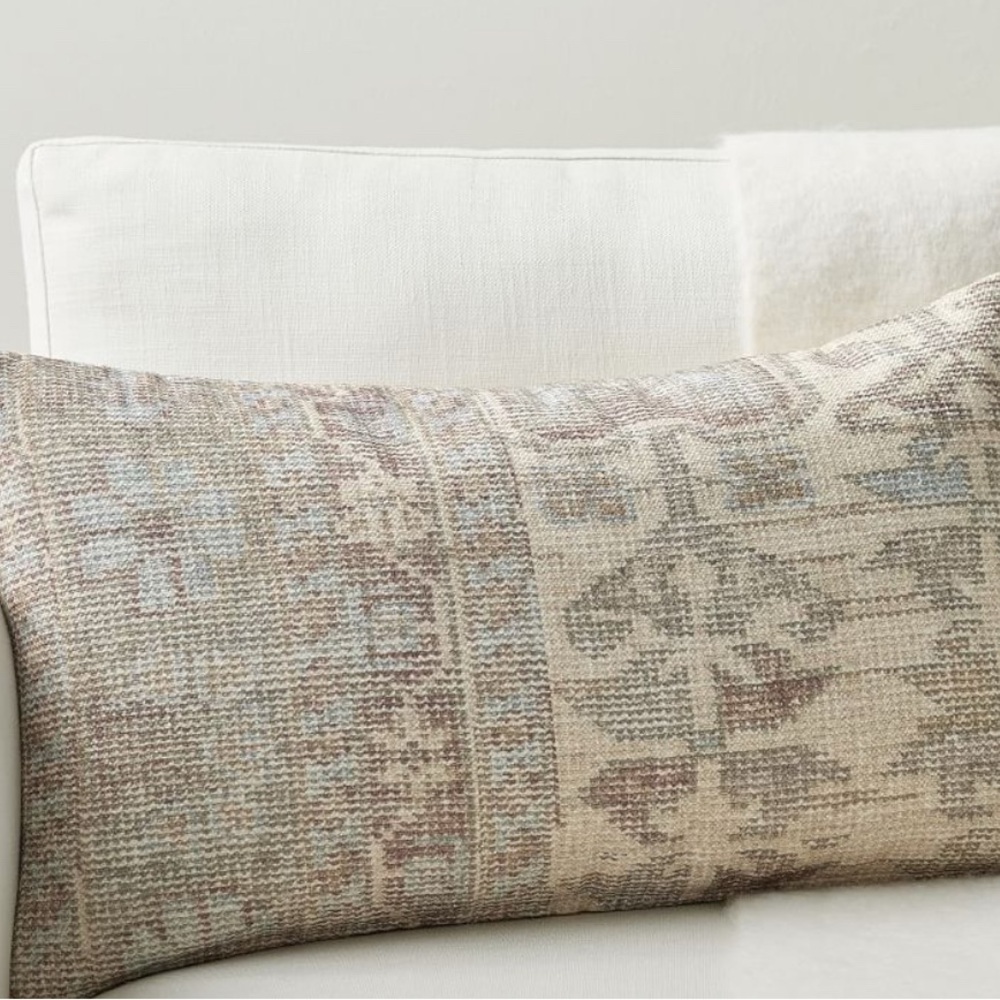 Pottery Barn Arlet Printed Lumbar Pillow Cover - Cream and Brown